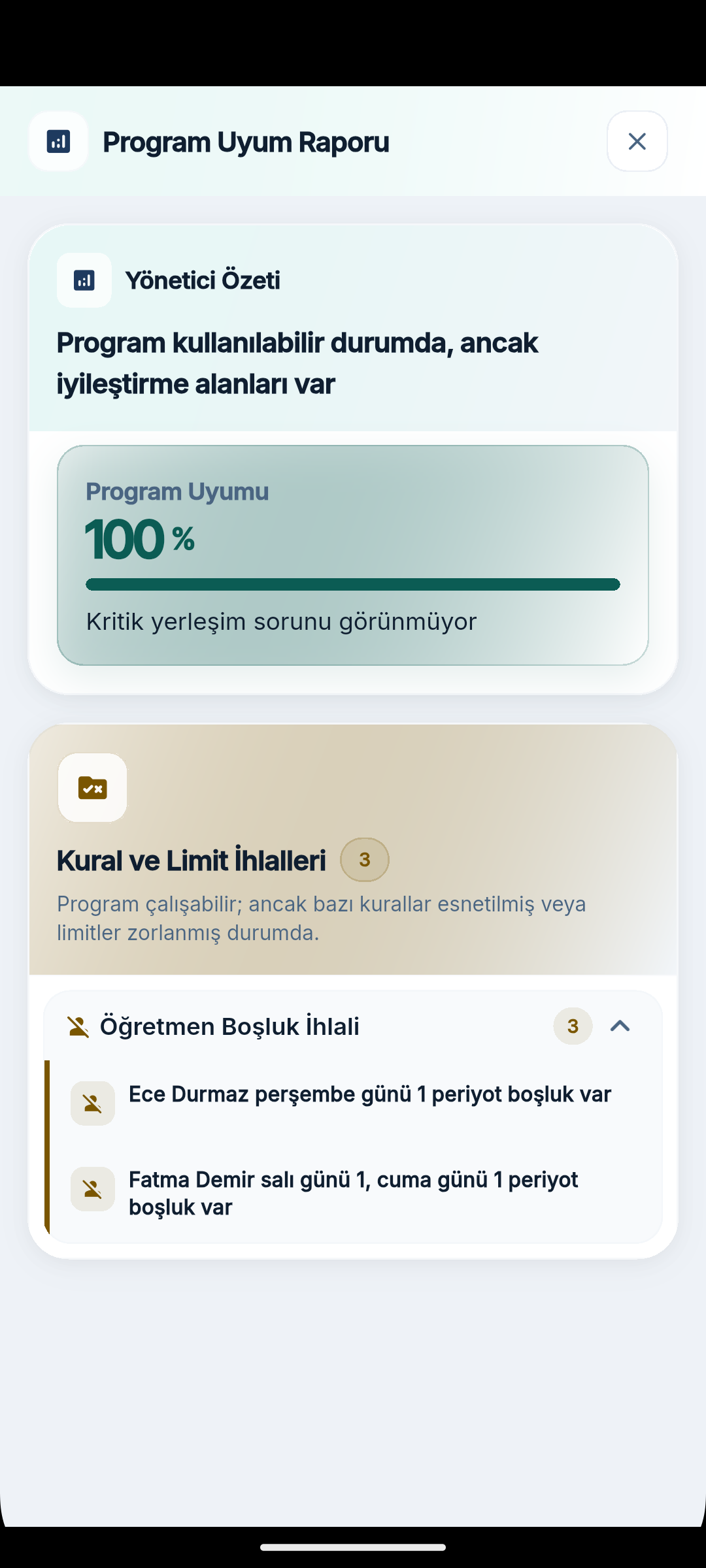 Program uyum raporu